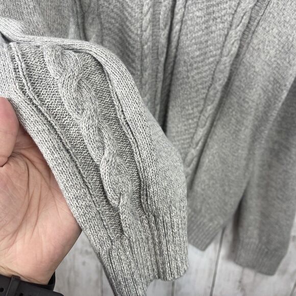 Nautica Mens Cable Knit Sweater Sz L Gray Crew Fisherman Sailing Preppy Casual - Picture 4 of 9